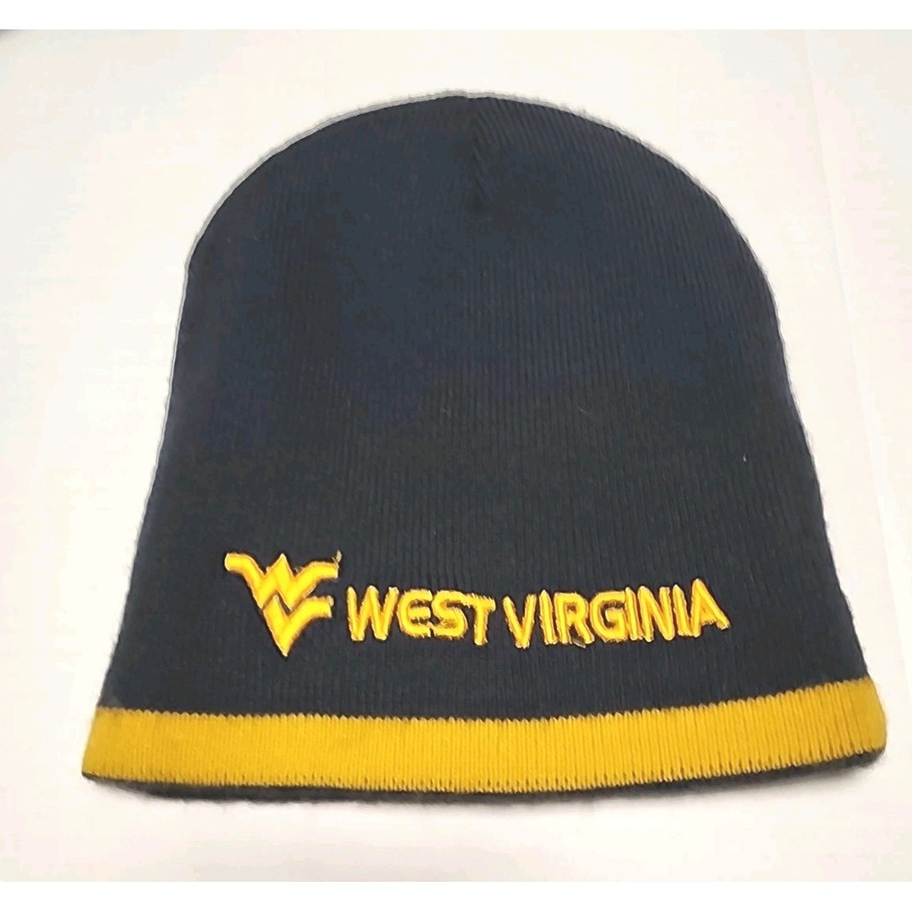 Vintage Nike West Virginia University Beanie Winter Cap Knit WVU Reversible